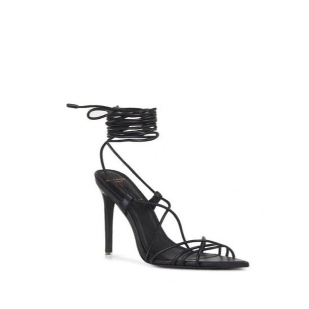 Black suede Leandra studio make wrap sandals in black leather size 10